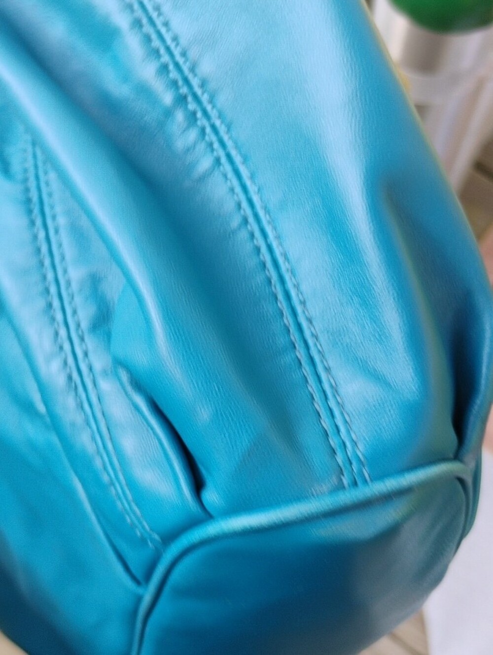 Michael Kors Teal  Leather Shoulder Bag With Tassel On The Back Free Shipping - Picture 7 of 10